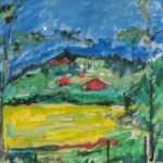 Acryl schilderij, Maya Wildevuur (1944-2023), Heidekas, 1991